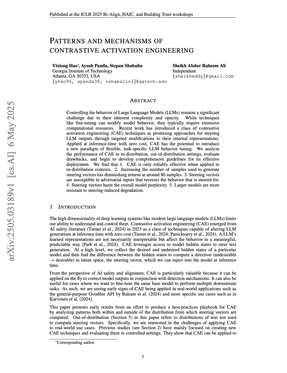 Patterns and Mechanisms of Contrastive Activation Engineering